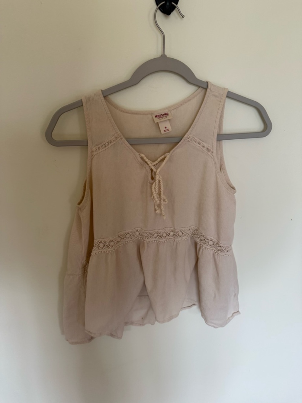 Mossimo Supply Co. Cream Lace-Trim Peplum Tank